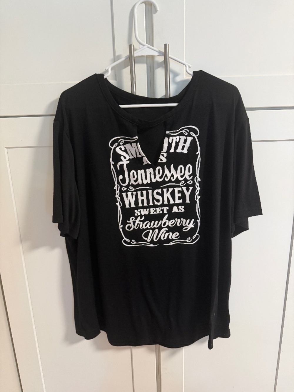 Tennessee Whiskey Strawberry Wine Black Cutout Graphic Tee 3X